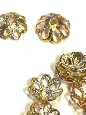 70 Golden Filigree Bead Caps 3x7mm